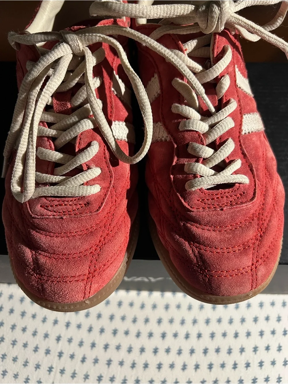 Coolway Becks X Sneakers Suede Red/ Yellow Sneakers with White Stripes